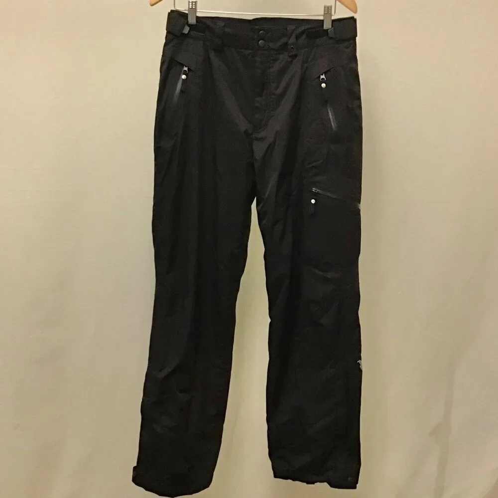 FERA 32R Men’s Ski Snow Pants Black Thermolite Pockets Zip Fly 2-Snap Logo